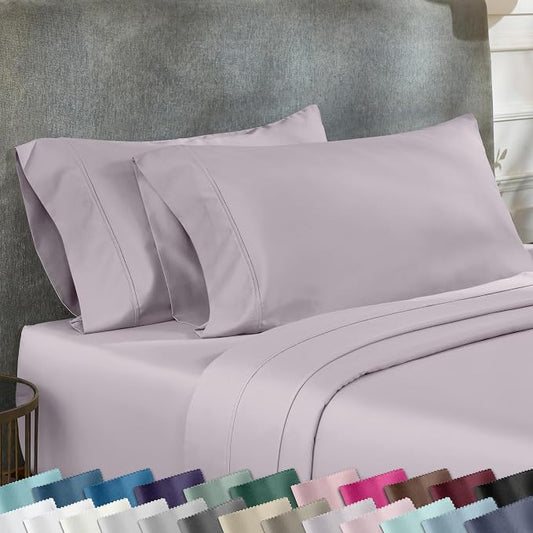 California Design Den Standard Queen Size Pillowcase Set - 400 Thread Count, 100% Cotton Sateen, Set of 2 Pillow Covers, Soft and Breathable - Dusky Lavender Grey