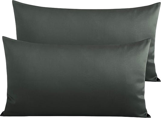 NTBAY Egyptian Cotton King Pillowcases - Set of 2, 500 Thread Count Cotton Pillowcases - Soft and Breathable Envelope Closure Pillow Cases - 20x36 Pillow Covers for Bed, Charcoal Grey