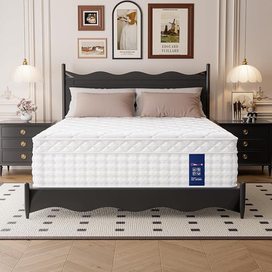 14 Inch King Hybrid Mattress in a Box, Plush Mattress with Gel Memory Foam & Individually Pocketed Springs, Pressure Relief & Motion Isolation, CertiPUR-US Certified, 100-Night Sleep Trial