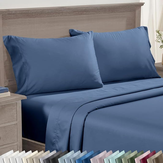 CALIFORNIA DESIGN DEN Luxuriously Soft Hotel Quality 600 Thread Count, 100% Cotton Set of 2 Cases, Crisp & Cool Pillow Cases Standard Size, Fits Standard & Queen Pillows (Dark Blue)