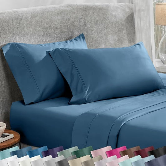 Standard Queen Size Pillowcase Set - 400 Thread Count, 100% Cotton Sateen, Set of 2 Pillow Covers, Soft and Breathable - Peacock Blue