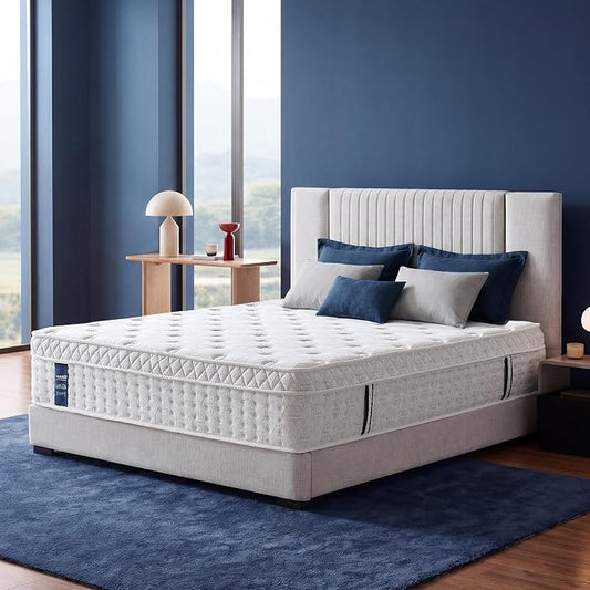 King Size Mattress 12 Inch Hybrid Mattress in a Box, Memory Foam & Pocket Spring, Medium Firm, Cooling Breathable Silver Thread, Pressure Relief, Motion Isolation, 365-Night Trial