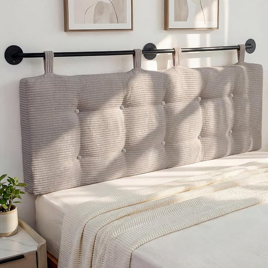 HIGOGOGO Wall Mounted Headboards for King Size Bed, Hanging Head Board Wall with Button Tufting, Adjustable Height Headboard for Bedroom,Grey
