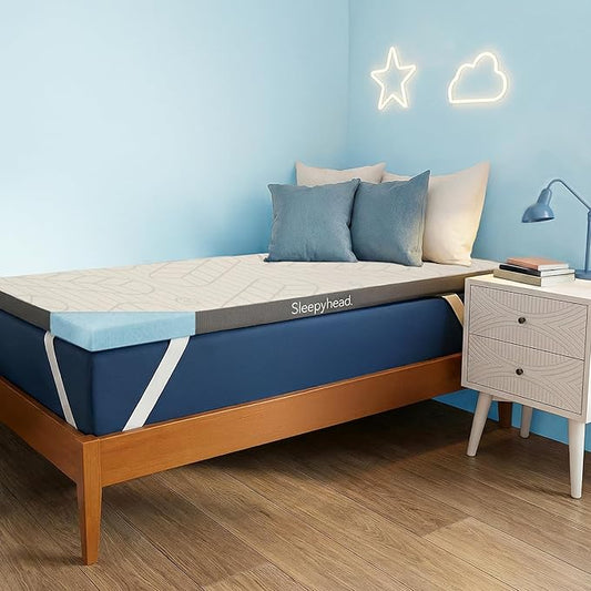 Sleepyhead Twin XL 2 Inch Mattress Topper for College Dorm Beds, Cooling Gel Memory Foam, Pressure-Relieving Comfort, Removable Washable Cover, CertiPUR-US® Certified (XL Twin 2")