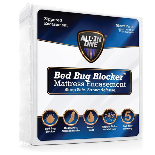 All-in-One Mattress Protector, Zippered Encasement, Water & Stain Resistant, Triple Seal Protection, RV Short Twin, White