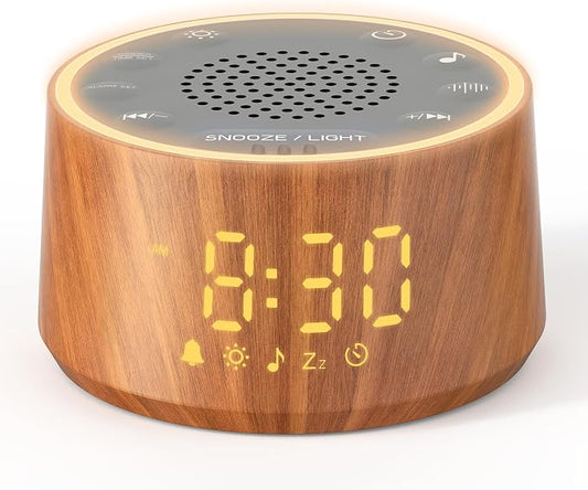 Dreamegg Baby Sound Machine with Nursery Lamp, 25 Soothing Sounds, Alarm Clock, Dimmable Night Light, White Noise Machine for Sleep Sound Machine, Baby Shower Gifts Must Haves, Wood