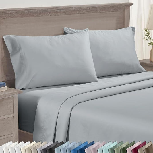 CALIFORNIA DESIGN DEN Luxuriously Soft Hotel Quality 600 Thread Count, 100% Cotton Set of 2 Cases, Crisp & Cool Light Gray Pillow Cases Standard Fits Standard & Queen Pillows (Light Gray)