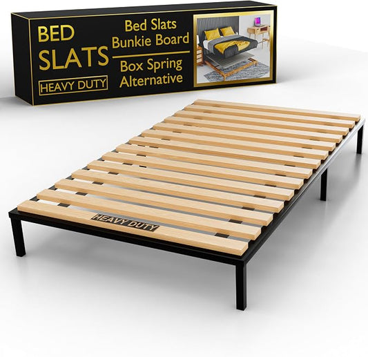 Treaton, 0.68-Inch Heavy Duty Horizontal Wooden Bunkie Board/Bed Slats, 83" x 72", Beige