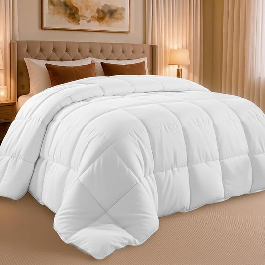 Utopia Bedding Full Comforter Duvet Insert, Quilted White Comforter with Corner Tabs, Box Stitched Down Alternative Comforters Full Size 82 x 86 inches