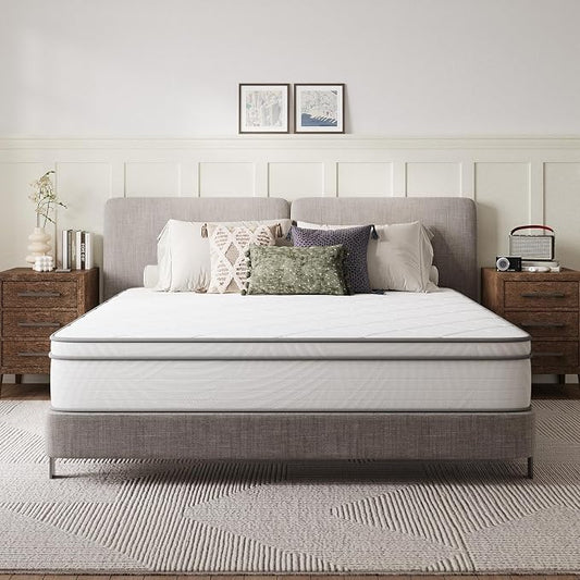 Novilla Queen Mattress 14 Inch, Queen Size Hybrid Mattress - Medium Firm with Pocket Springs & Comfort Foam, Cooling Pressure Relief, CertiPUR-US Certified Mattress in a Box