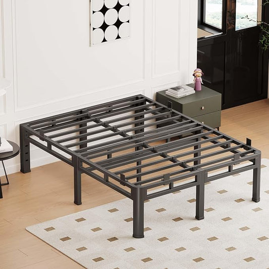 16 Inch King Size Bed Frame Heavy Duty, Metal Double Layer Steel 4000 lbs Capacity, Platform with Large Under Bed Storage Space, No Box Spring Needed, Noise-Free, Easy Assembly