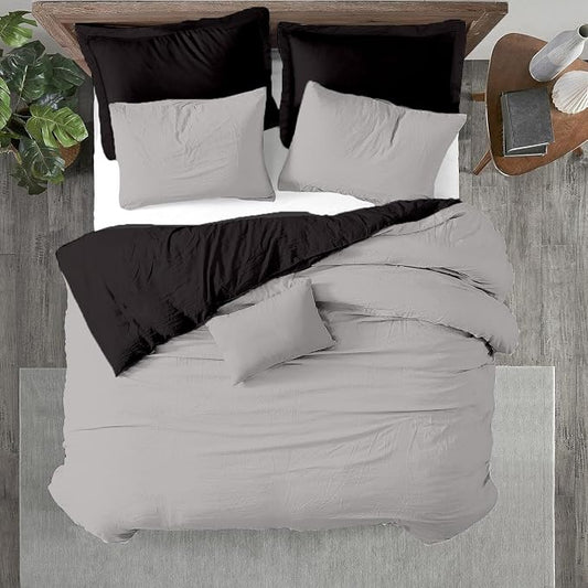 Kotton Culture 1 Pc Twin Size Duvet Cover Only -100% Egyptian Cotton 600 TC Ultra Soft Premium Durable Comforter Cover Zipper Closure & Corner Ties (Night's Shadow, Twin/Twin XL 68" X 90")
