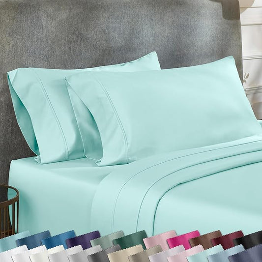 California Design Den 400 Thread Count 100% Cotton Pillowcases, Seafoam King Pillowcase Set of 2, Long - Staple Combed Pure Natural Cotton Pillow Cases, Soft & Silky Sateen Weave