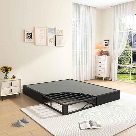 MAF Cal King Size King Box Spring, 7 Inch High Profile Box Spring Cal King 3500 lbs Black Heavy Duty Metal Mattress Foundation with Easy Clean Fabric Cover, Easy Assembly