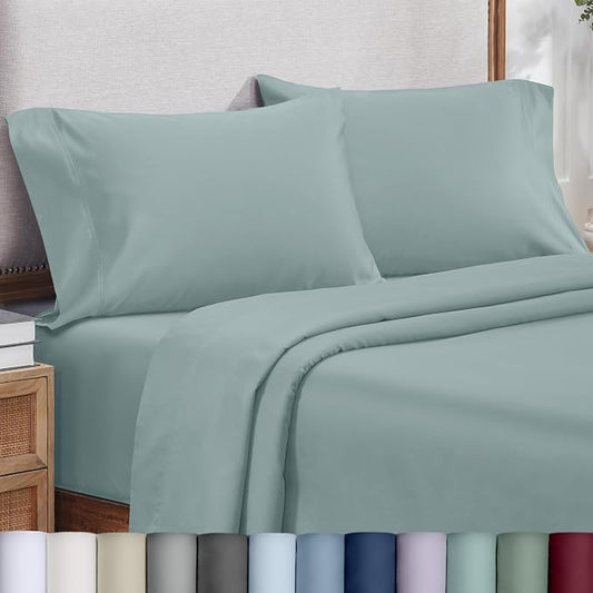 California Design Den Heirloom Soft, Smooth & Thick Certified 800 Thread Count 100% Cotton Sateen, 2 Pillow Cases King Size, Fits King Pillows (Soft Celadon)
