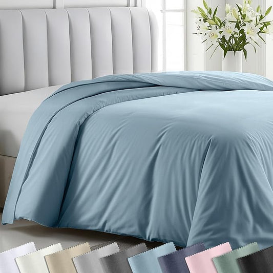 King Size Duvet Cover Only - Premium 400 Thread Count, Natural 100% Cotton Duvet Cover King, Soft Sateen Weave, Button Closure and Corner Ties - Sky Blue