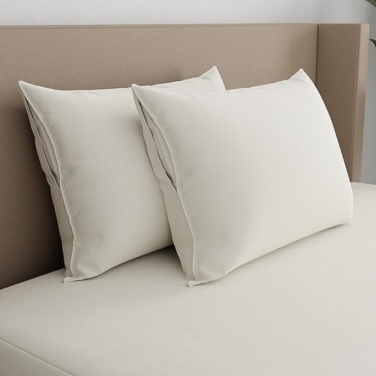 AllerEase Organically Grown Soft Cotton Allergy Defense Zippered Pillow Protector- King - 2 Pack