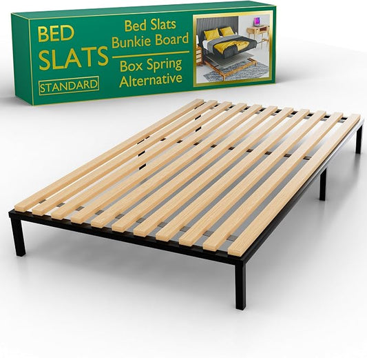 Treaton, 0.68-Inch Vertical Wooden Bunkie Board/Bed Slats, Queen, Beige