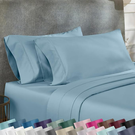California Design Den Standard Queen Size Pillowcase Set - 400 Thread Count, 100% Cotton Sateen, Set of 2 Pillow Covers, Soft and Breathable - Sky Blue
