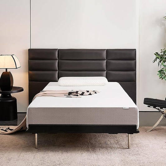 Amazon Basics Memory Foam Mattress, Medium Firm, Breathable, 10 Inch, Full, White/Grey