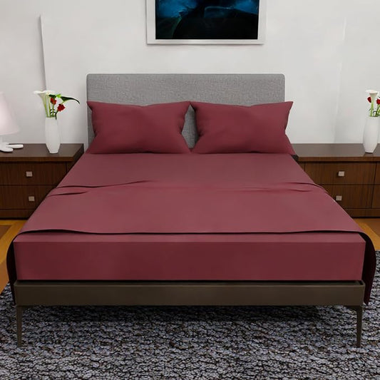 California King Sheet Sets – 4Pcs Cal King Bedding Set, Deep Pocket, Double Brushed Microfiber, Fade Resistant, Soft & Breathable Bed Sheets for Ultimate Comfort(Burgundy)