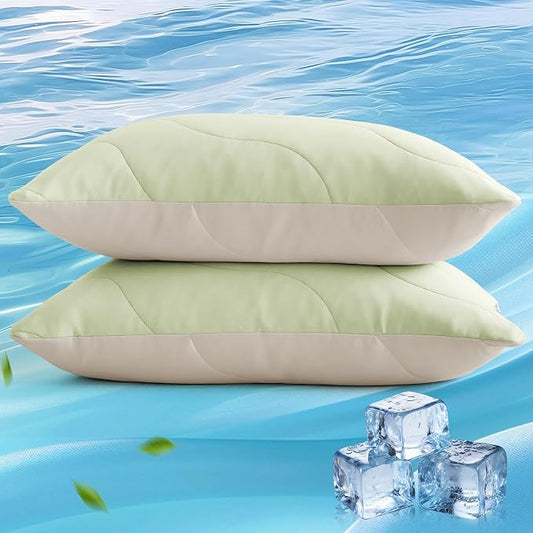 Three Geese Cooling Goose Feather Down Bed Pillows King Size Set of 2 for Hot Sleepers, Q-Max>0.45, Cooling Hotel Bed Pillows, Washable Removable Cover, 20" x 36"