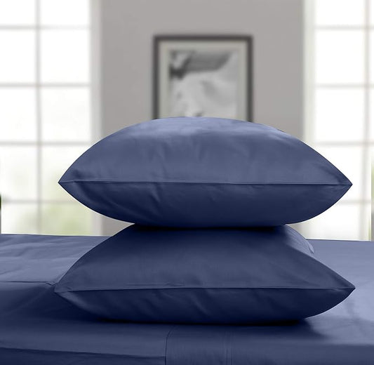 Threadmill Pillow Cases Standard Size | 1200 Thread Count 100% Supima Cotton Pillow Covers, Luxury Smooth Solid Sateen Folkstone Blue