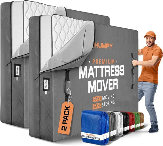 Mattress Bags for Moving with 8 Handles (2-Pack) Full Size Mattress Moving Bag – Tear-Proof Mattress Storage Cover With Dual Zippers – Reusable Mattress Moving Bags - Storage Mattress Protector