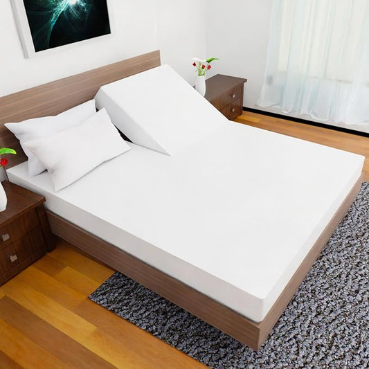 Top Split California King - 4 Pcs Set - Cal King Split Top Deep Pocket Sheet Set - Split Top California King Sheets Sets for Adjustable Bed - Double Brushed Microfiber (White)