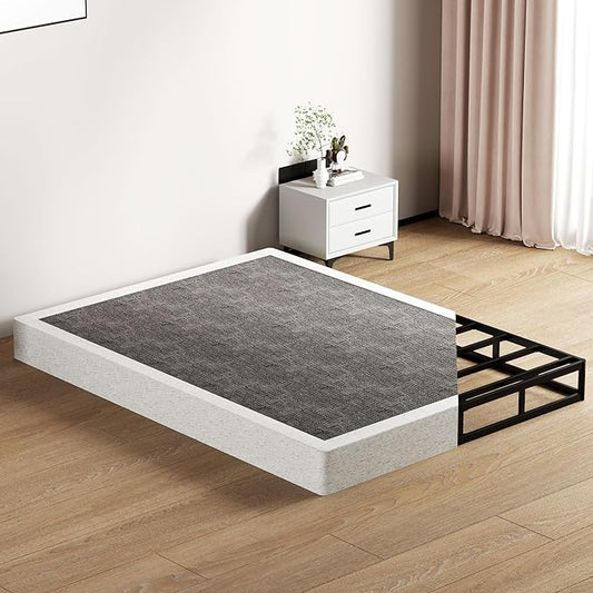 SHOANED Cal King Metal Box Springs - 7 Inch Low Profile Heavy Duty Black Basics Bed Base Non Slip Box Spring Mattress Foundation, Easy Assembly, No Noise