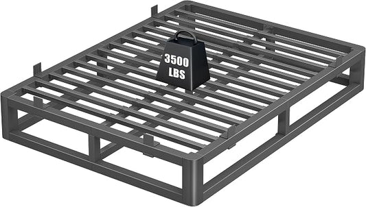 10 Inch California King Bed Frames with Rounded Corner and Squeak Free U-Slot Design, Metal Platform Bed Frames 6 Non-Slip Guards, 3500lbs Heavy Duty Steel Slat Support, No Box Spring Needed