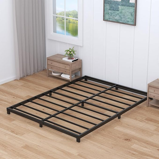 Nailsong 3 Inch Bed Frame Queen Size Low Profile, Queen Bed Frame No Box Spring Needed, Heavy Duty Metal, Easy Assembly, Black