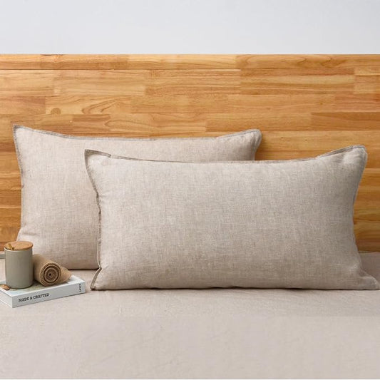 CHUFFED 100% French Linen Pillow Cases King Size Set of 2, Luxury Washed Flax Pillow Covers with Zipper Closure - Breathable & Cooling for Hot Sleepers,20x36 Inches, Natural Linen