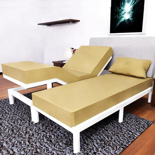 Split California King Sheets Sets - 5 Pcs Set - Split Cal King Sheets Sets for Adjustable Bed California Split King Sheets Sets Cal King Split Sheets for Adjustable Bed (Gold)