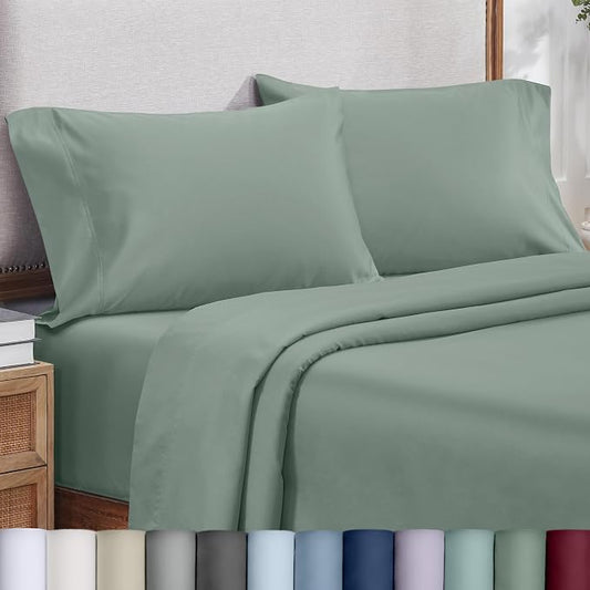 California Design Den Standard/Queen Size Pillow Cases Set of 2 - Luxuriously Soft and Thick 800 Thread Count, Smooth Sateen, Natural 100% Cotton Pillowcases Queen, Durable -Sage Green