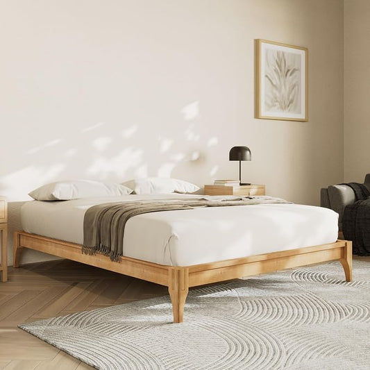 Merax Full Size Bamboo Platform Bed, Mid-Century Modern Bed Frame with Wood Slat Support, No Box Spring Needed, Easy Tool-Free Assembly, Natural