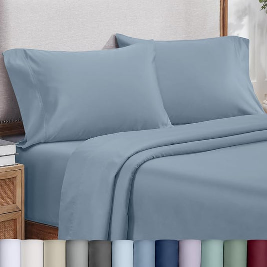 Heirloom Soft, Smooth & Thick Certified 800 Thread Count 100% Cotton Sateen, 2 Pillow Cases King Size, Fits King Pillows (Dusty Blue)