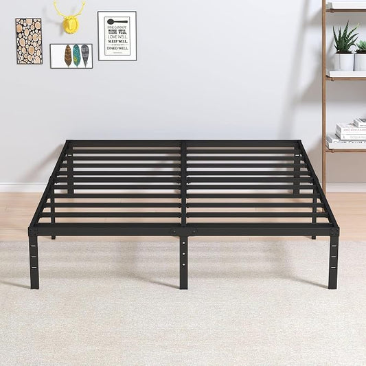 Maenizi King Size Bed Frame No Box Spring Needed, 12 Inch Heavy Duty King Platform Bed Frame Support Up to 3000 lbs, Easy Assembly, Noise Free, Black