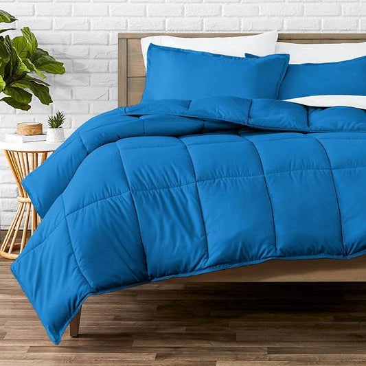 Bare Home Comforter Set - Queen Size - Ultra-Soft - Goose Down Alternative - Premium 1800 Series - All Season Warmth (Queen, Medium Blue)