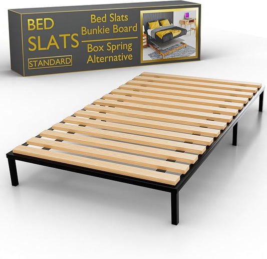 Treaton, 0.68-Inch Horizontal Wooden Bunkie Board/Bed Slats, 72" x 54", Beige