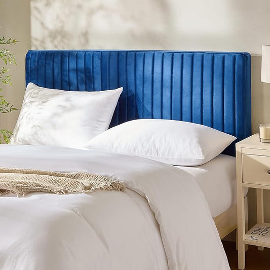 Hearth & Harbor King Headboard Only, Floating Wall Mounted Headboard King Size, Easy Assemble Upholstered Peel and Stick Headboards, 3D Soundproof Bed Wall Panels, Velvet Stick on Headboards, Navy