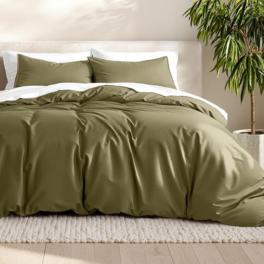 Bare Home Bedding Duvet Cover King Size - Premium 1800 Super Soft Collection - Lightweight, Cooling - Soft Breathable Bedding Duvet Cover (King, Olive)