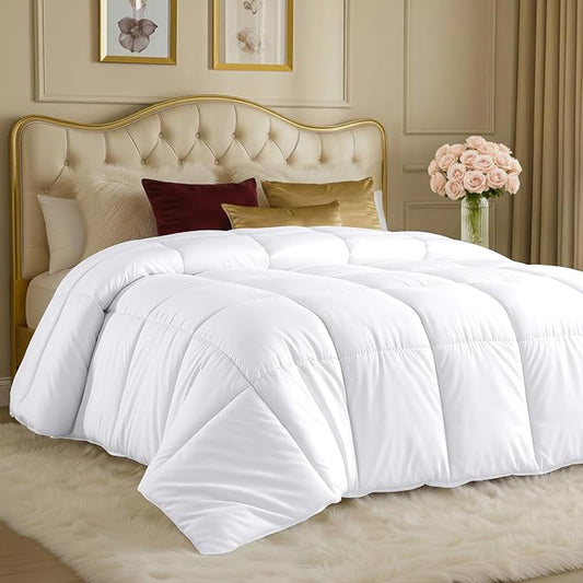 Utopia Bedding Comforters Twin XL Size, All Season Duvet Insert, Down Alternative Box Stitched Bed Comforter with Corner Tabs, Machine Washable (White)