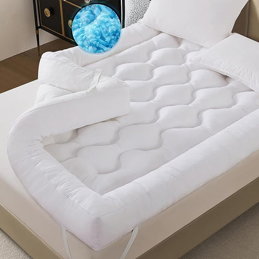 ELNIDO QUEEN® 5 Inch Memory Foam Mattress Topper King Size, Breathable Gel Memory Foam Bed Topper, 2000 GSM Fill, Soft Fluffy Supportive Pillow Top Mattress Pad for Back Pain Relief, 80x78x5 Inch