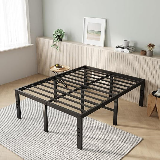 Novilla Bed Frame King Size, 18 Inch Simplicity Metal Platform King Size Bed Frame with Underbed Storage, No Box Spring Needed, Heavy Duty Steel Slat Support, for Bedroom, Guest Room, Noiseless