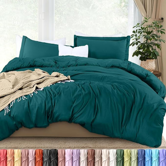 Utopia Bedding Duvet Cover King Size - 3 Piece with Zipper Closure - 1 Comforter Cover 104X90 Inches & 2 Pillow Shams 20X36 Inches (Teal) Comforter Not Included