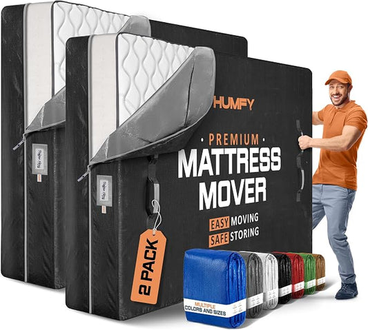 Mattress Bags For Moving With 8 Handles (2-Pack) Twin XL Mattress Moving Bag – Tear-Proof Mattress Storage Cover With Dual Zippers – Reusable Mattress Moving Bags - Storage Mattress Protector