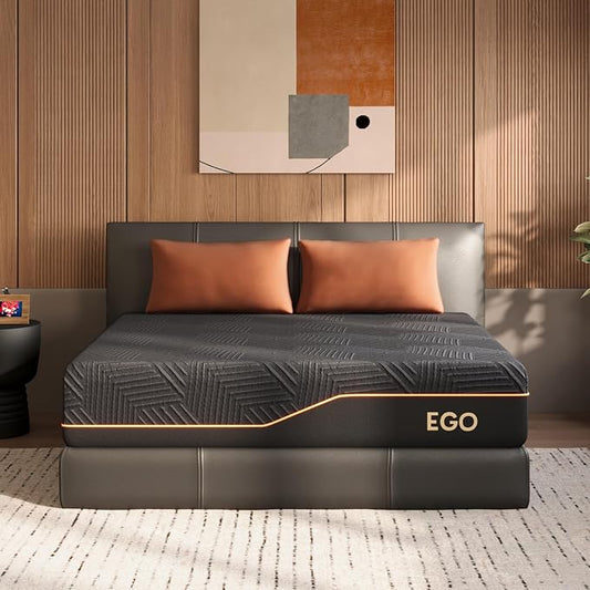 MLILY EGOHOME 12 Inch King Size Memory Foam Mattress for Cooling Sleep, Pressure Relief Cooling Copper Gel Bed in a Box, Foam Made in USA, CertiPUR-US Certified, Medium Firm, 76x80x12 Black