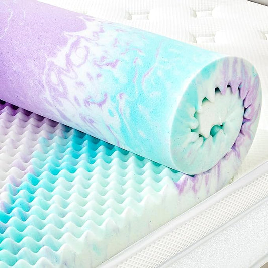 SINWEEK 2 Inch Egg Crate Memory Foam Mattress Topper Twin Size, Soft Mattress Pad for Back Pain Relief, Bed Topper, CertiPUR-US Certified, Colorful