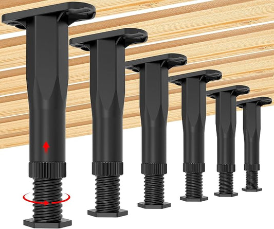 6PCS Adjustable Bed Frame Support Legs (5.1"-8.3"), Frame Center Slats Heavy Support Leg, Extra Durable Furniture Suport Feet, for Frame/Sofa/Dresser/Chair/Table, Legs Furniture Replacement Parts